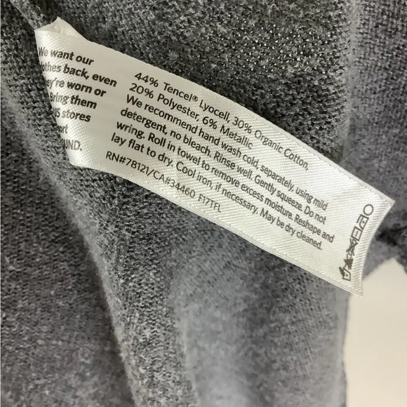 Eileen Fisher Sz S Metallic Thread Tunic Sweater Gray Tencel Organic Cotton - Picture 6 of 6